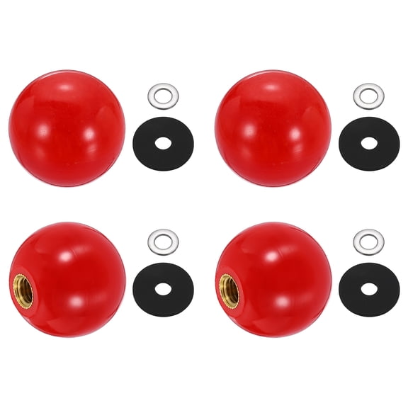 Uxcell 4Pcs Threaded Ball Knobs, M8 x 30mm Phenolic Plastic Thread Ball Handles Balls Nuts Knob Caps Nut Balls with Threaded Insert for Machine Lever Handle DIY Project, Red