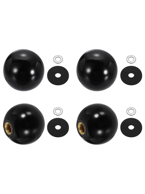 4Pcs Threaded Ball Knobs, M8 x 30mm Phenolic Plastic Thread Ball Handles Balls Nuts Knob Caps Nut Balls with Threaded Insert for Machine Lever Handle DIY Project, Black