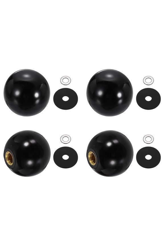 4Pcs Threaded Ball Knobs, M8 x 30mm Phenolic Plastic Thread Ball Handles Balls Nuts Knob Caps Nut Balls with Threaded Insert for Machine Lever Handle DIY Project, Black