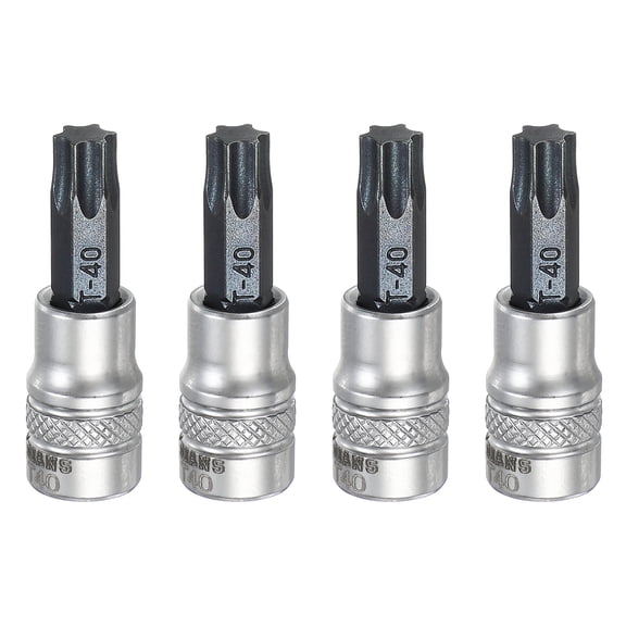 Uxcell 4Pcs Torx Bit Socket 1/4" Drive T40 S2 Steel Star Head Screwdriver Drill Bits CR-V Steel Socket Adapter for Home Auto Axle Hex Nuts Bolts Repair
