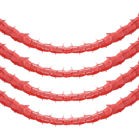 Uxcell 4Pcs Total 40Ft Four-Leaf Tissue Paper Garland Hanging Streamers, Red