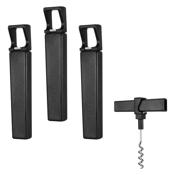 Uxcell 4Pcs Travel Pocket Wine Corkscrew Portable Wine Opener Black, Mini Camping Cork Screw for Restaurant Servers Party Gifting Camping Cruise Vacation
