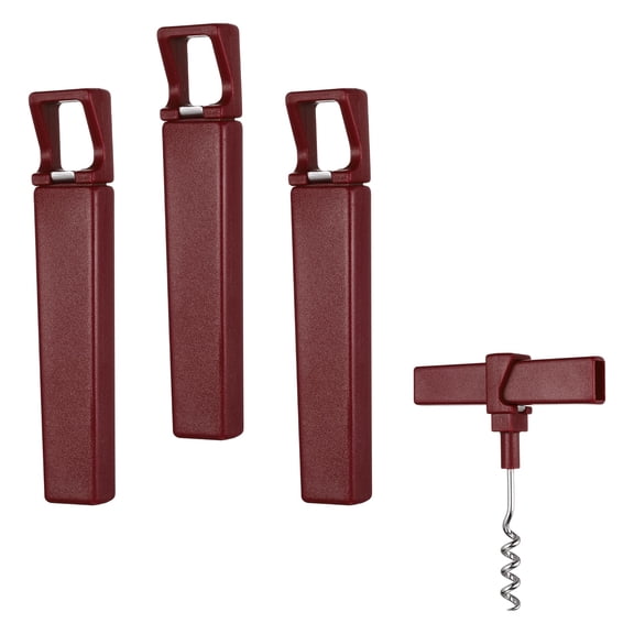 Uxcell 4Pcs Travel Pocket Wine Corkscrew Portable Wine Opener Dark Red, Mini Camping Cork Screw for Restaurant Servers Party Gifting Camping Cruise Vacation