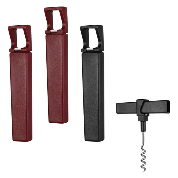 Uxcell 4Pcs Travel Pocket Wine Corkscrew Portable Wine Opener, Mini Camping Cork Screw for Restaurant Servers Party Gifting Camping Cruise Vacation, Dark Red/Black