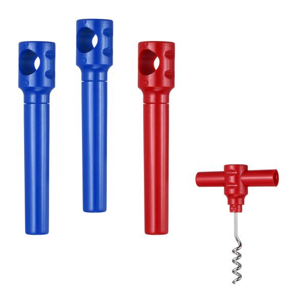 Uxcell 4Pcs Travel Pocket Wine Corkscrew Portable Wine Opener, PencilCup Style Mini Camping Cork Screw for Restaurant Servers Party Gifting Camping Cruise Vacation, Blue/Red
