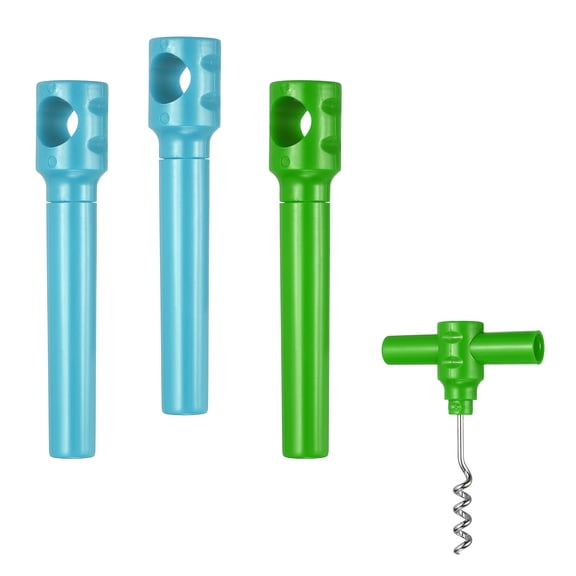 Uxcell 4Pcs Travel Pocket Wine Corkscrew Portable Wine Opener, PencilCup Style Mini Camping Cork Screw for Restaurant Servers Party Gifting Camping Cruise Vacation, Light Blue/Green