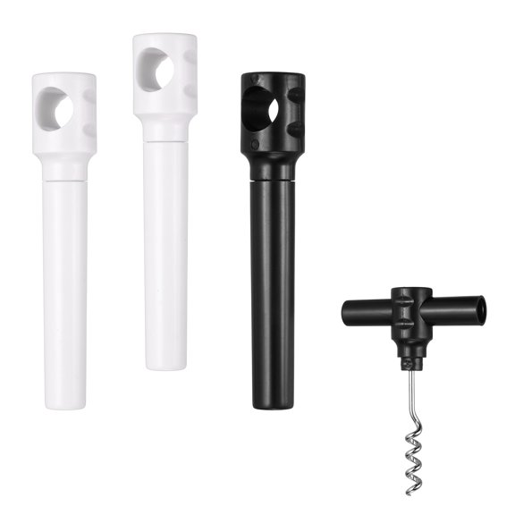 Uxcell 4Pcs Travel Pocket Wine Corkscrew Portable Wine Opener, PencilCup Style Mini Camping Cork Screw for Restaurant Servers Party Gifting Camping Cruise Vacation, White/Black
