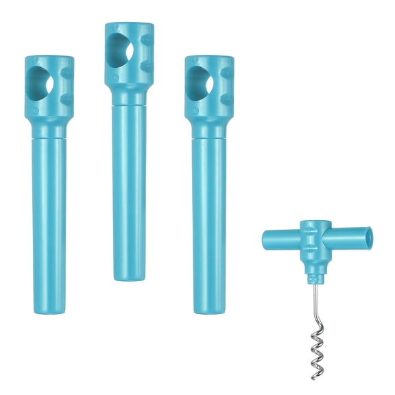 Uxcell 4Pcs Travel Pocket Wine Corkscrew Portable Wine Opener, PencilCup Style Mini Camping Cork Screw for Restaurant Servers Party Gifting Camping Cruise Vacation, Light Blue