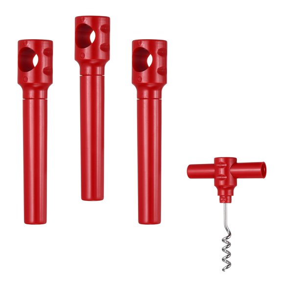 Uxcell 4Pcs Travel Pocket Wine Corkscrew Portable Wine Opener, PencilCup Style Mini Camping Cork Screw for Restaurant Servers Party Gifting Camping Cruise Vacation, Red