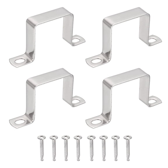 Uxcell 4Pcs U Shape Square Tube Clamp, 45x45mm U Shaped Bracket 304 Stainless Steel Square Strap Clamp with Phillips Head Self Drilling Screws for Pipes Door Closed Bar Holder Railings