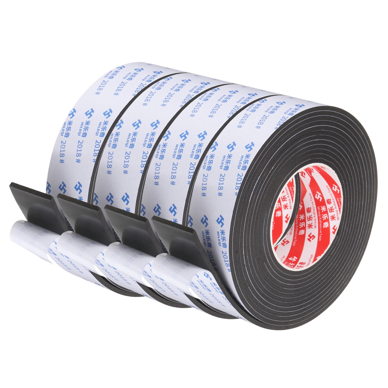 Uxcell 4Roll Sponge Rubber Foam Tape, 1 3/4" W x 1/8" t x 16.4ft l Self-Adhesive Foam Insulation Tape Weather Stripping for Window Door Soundproofing Weatherstrip AC Seal Strip, Black