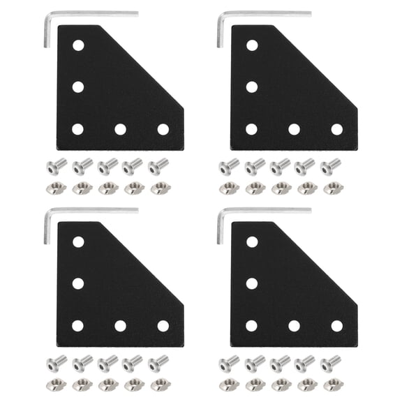 Uxcell 4Set 2020 Corner Bracket Plate, L-Slot Aluminum Extrusion Connector, Outside Joint Plate with Screws for 2020 Series Aluminum Profile 3D Printer Frame, Black