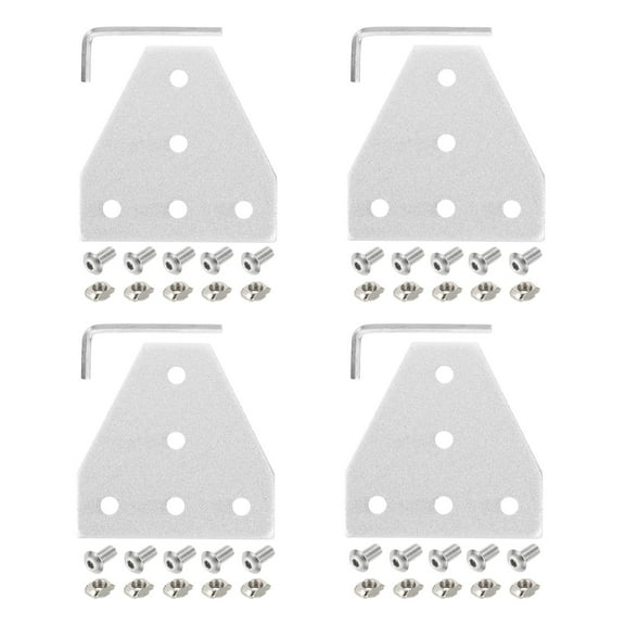 Uxcell 4Set 2020 Corner Bracket Plate, T-Slot Aluminum Extrusion Connector, Outside Joint Plate with Screws for 2020 Series Aluminum Profile 3D Printer Frame, Silver Tone