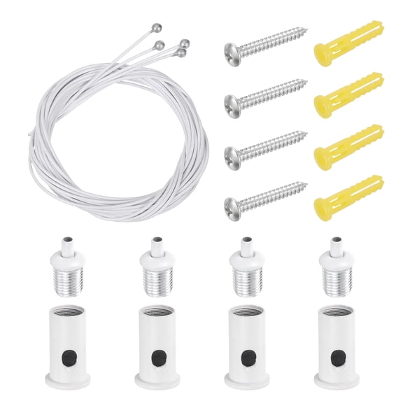 Uxcell 4Set Hexagon Garage Light Suspension Cables, 3.3ft Adjustable Ceiling Hanging Wire Cable Kit with Mount Screw Kit for Pendant Chandelier Ceiling Panel Hex Honeycomb Light, White