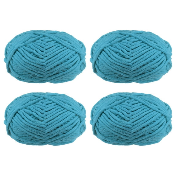 Uxcell 4Skeins Chenille Yarn Blanket Yarn 4x100g/14oz Gauge 5# Bulky Polyester Azure, 4x68m(248yds)
