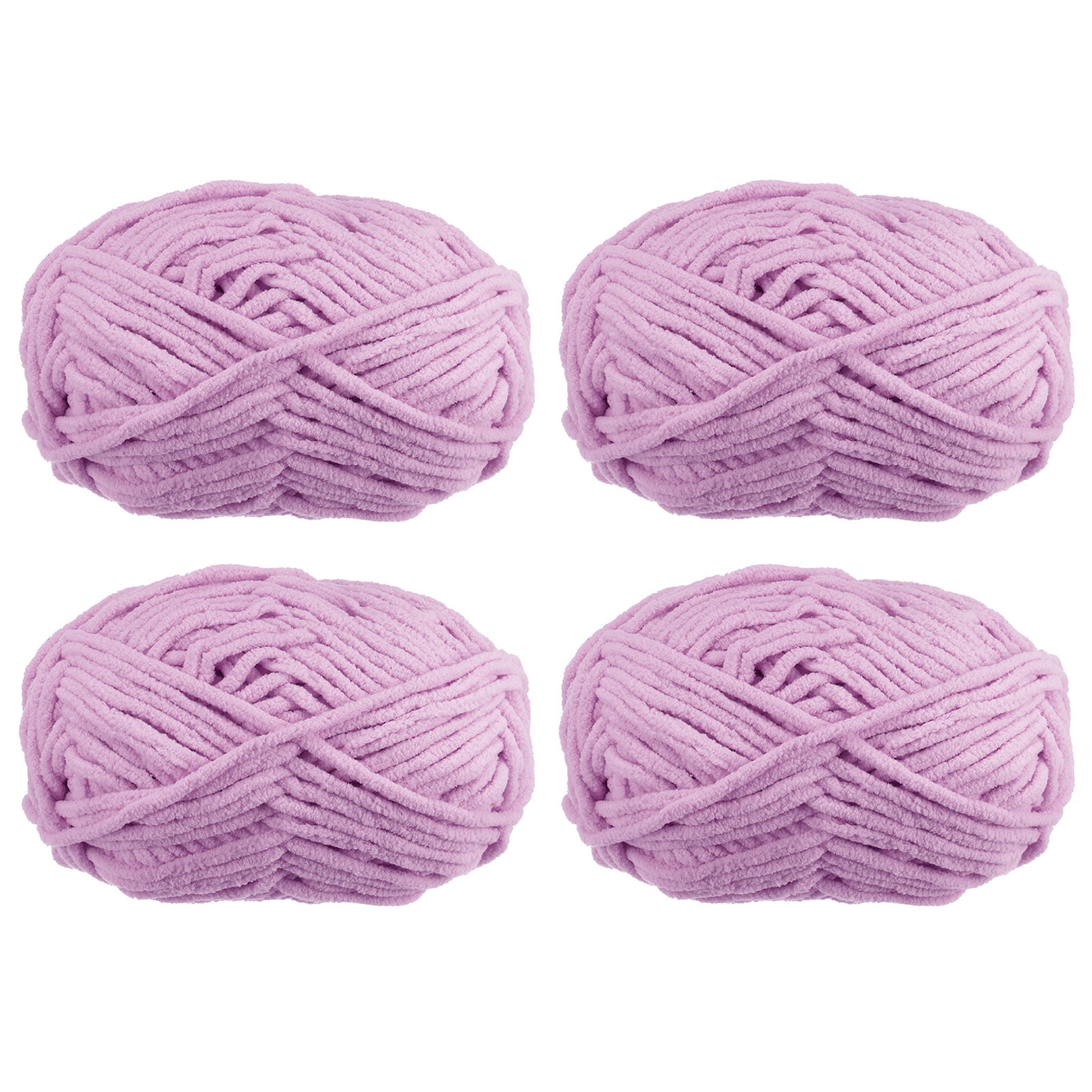 Uxcell 4Skeins Chenille Yarn Blanket Yarn 4x100g/14oz Gauge 5# Bulky Polyester Light Purple, 4x68m(248yds)