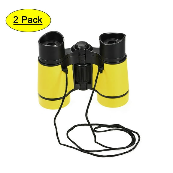 Uxcell 4X30 Compact Foldable Shock Proof Binoculars Yellow with Neck Strap 2 Pack