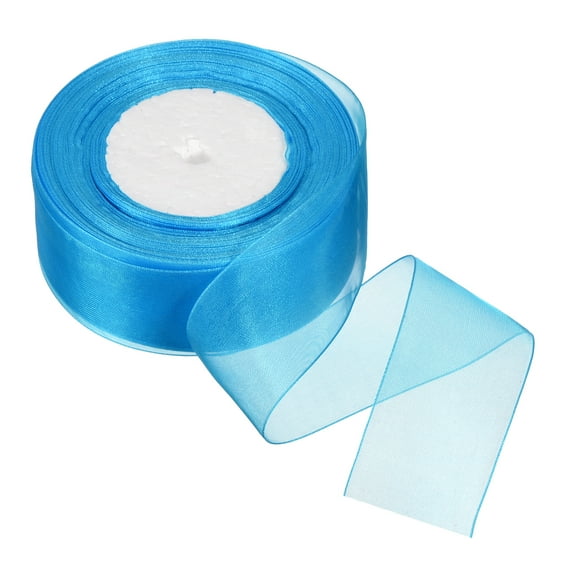 Uxcell 4cm 50 Yard Sheer Organza Ribbon Chiffon Fabric Gift Wrapping, Blue