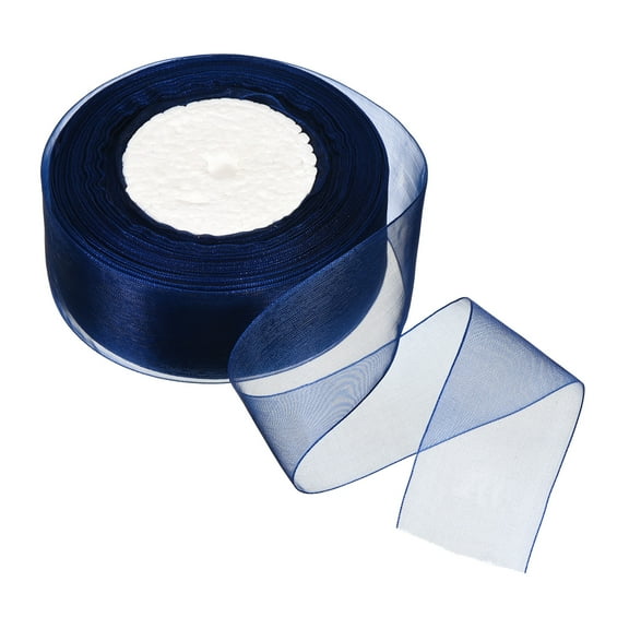 Uxcell 4cm 50 Yard Sheer Organza Ribbon Chiffon Fabric Gift Wrapping, Deep Blue