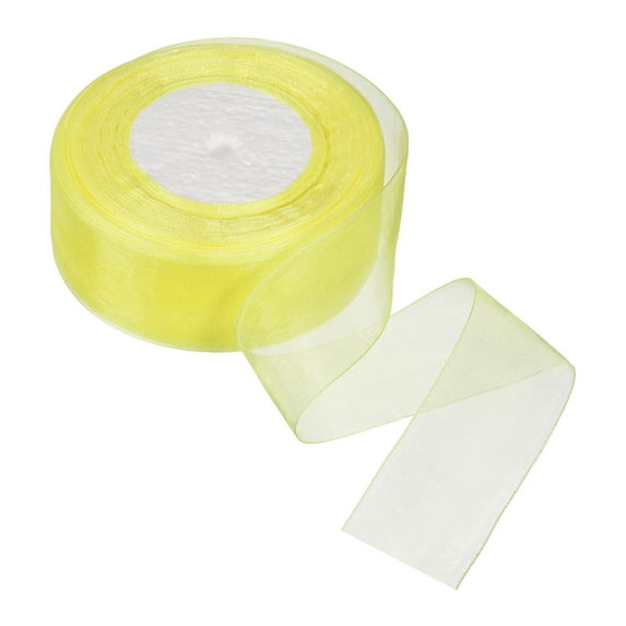 Uxcell 4cm 50 Yard Sheer Organza Ribbon Chiffon Fabric Gift Wrapping, Lemon