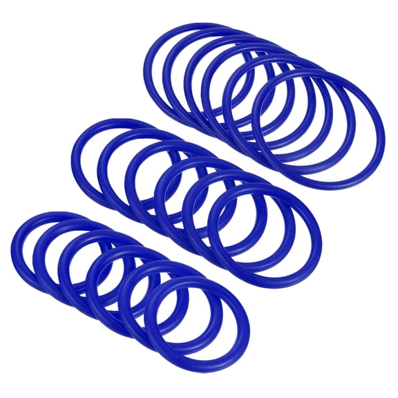 Uxcell 4cm 6mm 8cm Plastic Carnival Ringtoss Rings Game Hoop, Blue 18 Pack