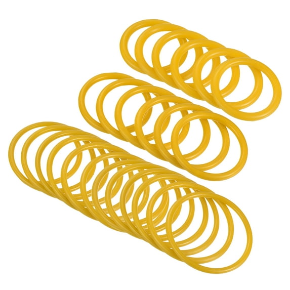 Uxcell 4cm 6mm 8cm Plastic Carnival Ringtoss Rings Game Hoop, Yellow 24 Pack