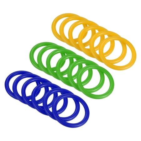 Uxcell 4cm Plastic Carnival Ringtoss Rings Game Hoop 18 Pack (Blue, Green, Yellow)