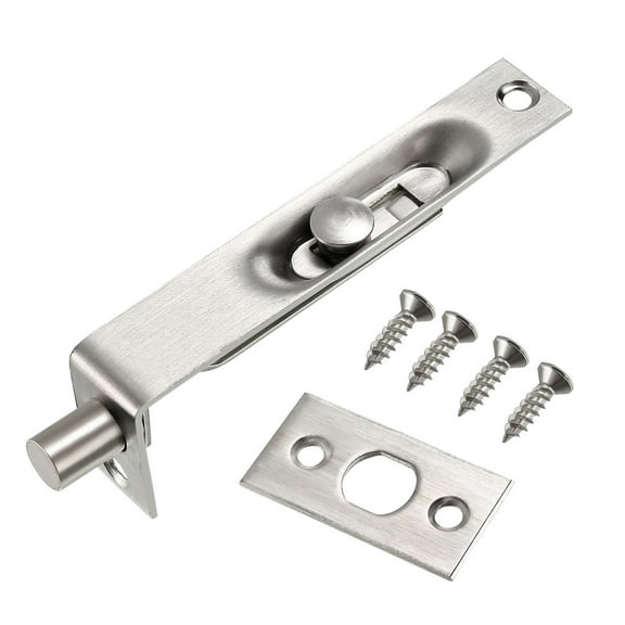 Uxcell 4inch Stainless Steel Vibration Polishing Flush Bolt Silver Tone