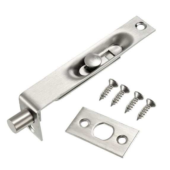 Uxcell 4inch Stainless Steel Vibration Polishing Flush Bolt Silver Tone