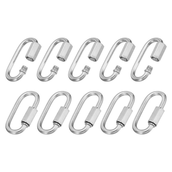 Uxcell 4mm 304 Stainless Steel Chain Quick Links Screw Locking Chain Connector Oval D Ring Hook Clips 507 Lbs 10 Pack