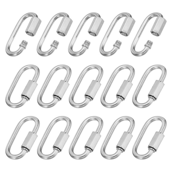 Uxcell 4mm 304 Stainless Steel Chain Quick Links Screw Locking Chain Connector Oval D Ring Hook Clips 507 Lbs 15 Pack