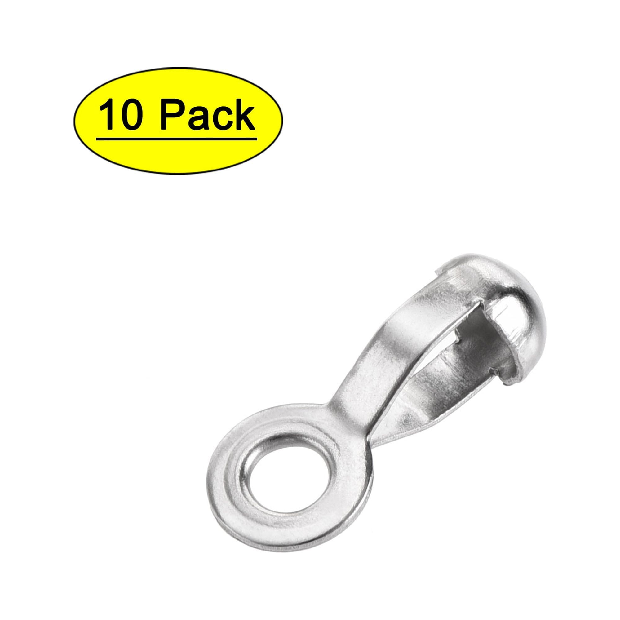5 or 10 Large Fancy Silver Stainless Steel Pinch Bails for DIY