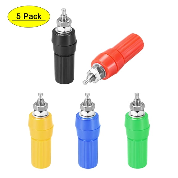 Uxcell 4mm Amplifier Terminal Connector Binding Post Banana Plug 5 colors 5 pack