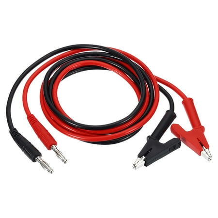 Uxcell 4mm Banana Plug to Alligator Clip Test 2Pcs Copper Flexible Cable Line Wire, Black Red