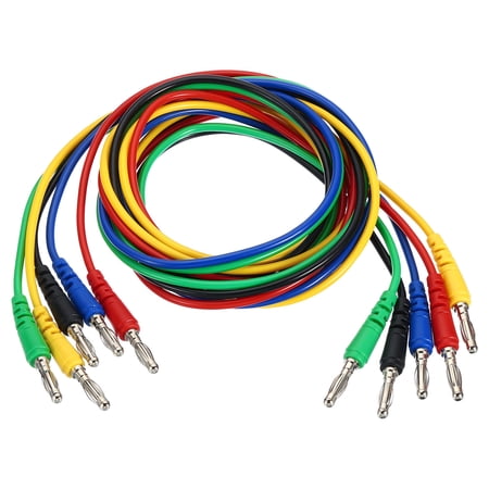 Uxcell 4mm Banana Plug to Banana Plug Test 5Pcs Copper Flexible Cable Line Wire, Multicolor