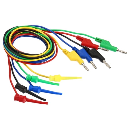 Uxcell 4mm Banana Plug to Test Hook Test 5Pcs 5A Copper Flexible Cable Line Wire, Multicolor