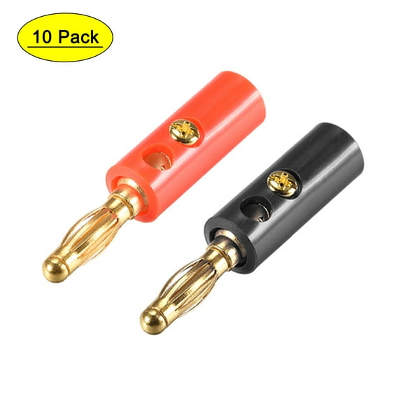 Uxcell 4mm Banana Speaker Wire Cable Screw Plugs Connectors 2 Colors 10A 10 pack