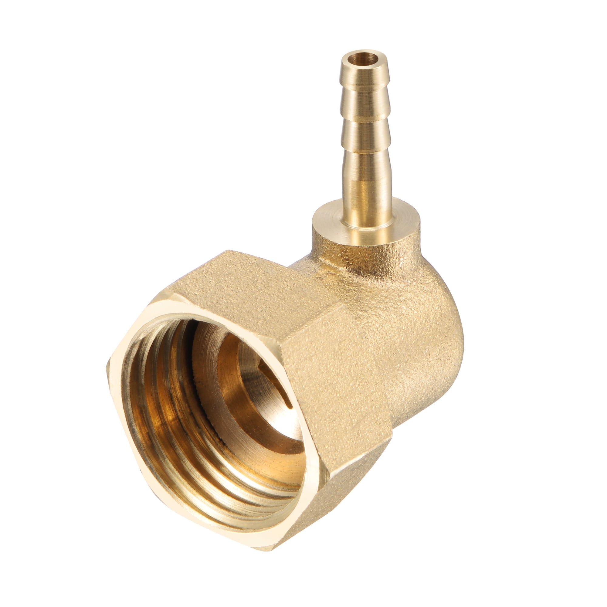 Uxcell Brass Hose Barb Fitting Elbow Barbed G Female Swivel Nut Pipe Connector for Water Fuel Air | Harfington, 10mm / 1Pcs