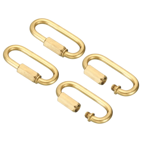 Uxcell 4mm Copper Chain Quick Links Screw Locking Chain Connector Ring Hook Clips 44 Lbs Brass Tone 4 Pack