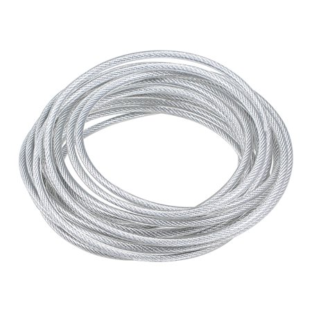 Uxcell 4mm Dia 5.5m 18ft Length 304 Stainless Steel Wire Rope Cable Coated for Hoist Pulley Wheel