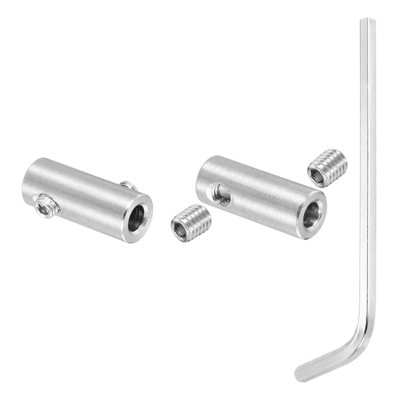 Uxcell 4mm Hole Wire Rope Clips Set, 2 Pcs 304 Stainless Steel Double Holes Lock Cable Clamps Clip with M5 Hexagon Screws Spanner for Wire Rope Fitting, Silver