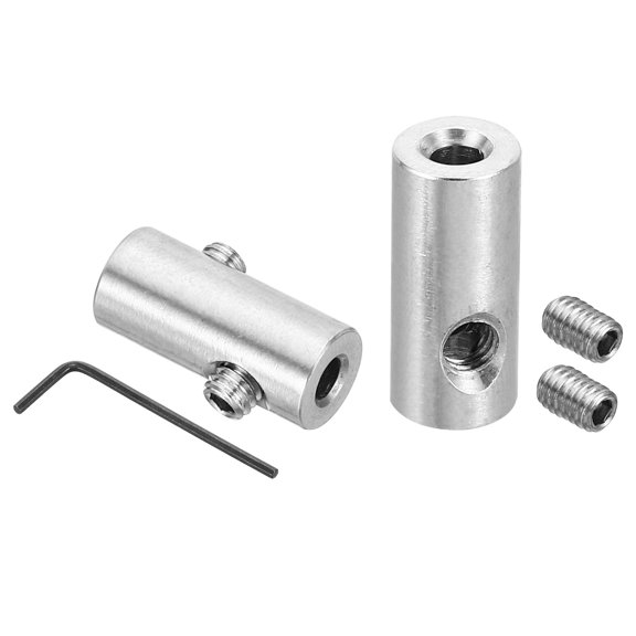 Uxcell 4mm Hole Wire Rope Clips Set, Brass Double Holes Cable Clamps with M4 Hexagon Screws Spanner, Silver