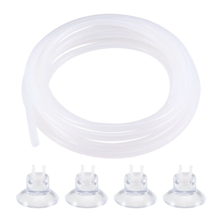 Uxcell 4mm ID 6mm OD 5m Silicone Tubing Aquarium Pump Air Water Hose Rubber Tube with Suction Cups