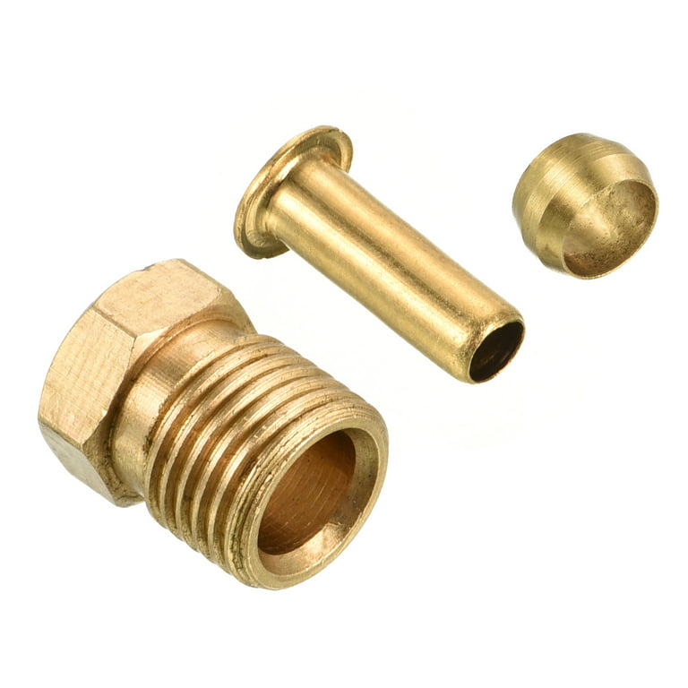 Uxcell 4mm ID 6mm OD Tube Brass Compression Kit 1 Set, Sleeve