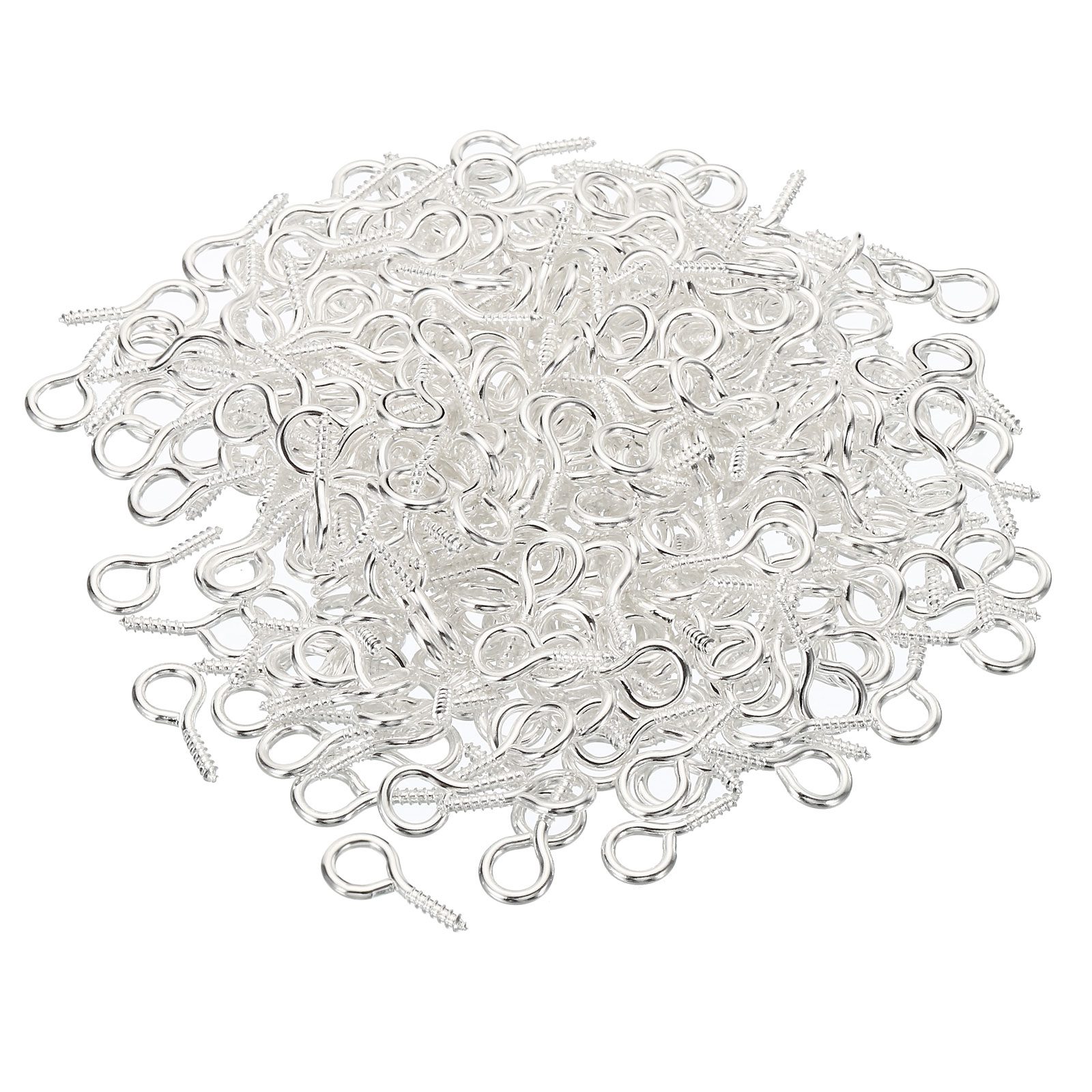 Uxcell 4mm ID x 15mm L Screw Eyes Pin Mini Small Eye Hooks Silver 300 ...