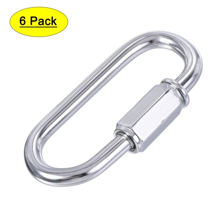 Uxcell 4mm Oval Shape Quick Link Screw Lock Chain Connector Silver Tone 6 Pack