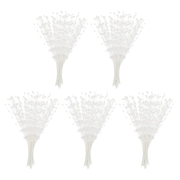 Uxcell 4mm Pearl String Bouquet Pearl Stick Stems Bouquets Garland Spray Beaded for Bridal Beaded White 50 Pcs