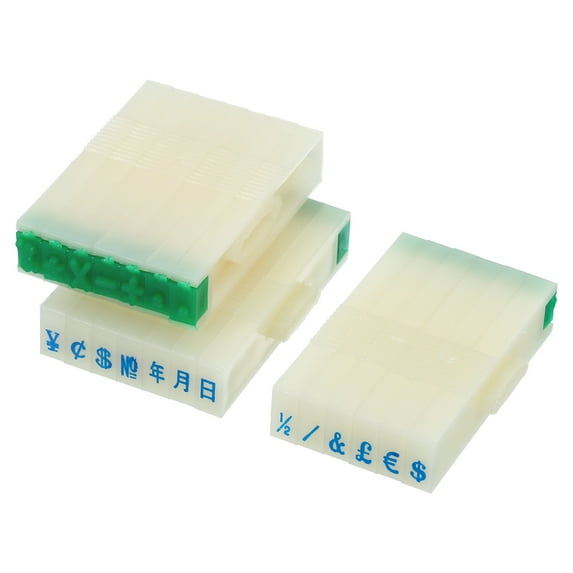 Uxcell 4mm Plastic 20 Digits Font Size 6 Date Currency Math Detachable Character Stamp Set