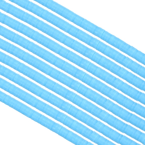 Uxcell Polymer Clay Beads Spacer 3500Pcs 10 Strands Round Flat Handmade Bead Spacer Sky Blue 0.16 inch