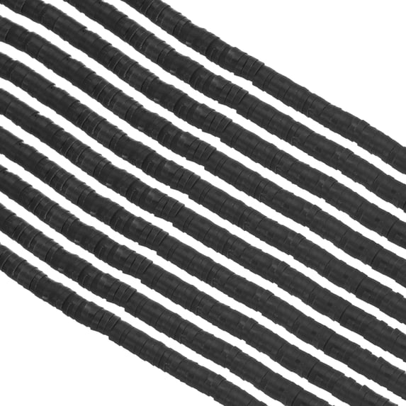 Uxcell Polymer Clay Beads Spacer 3500Pcs 10 Strands Round Flat Handmade Bead Spacer Black 0.16 inch